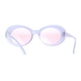 thumbnail image 4 of Womens Thick White Plastic Oval Feminine Retro Sunglasses Pink, 4 of 4