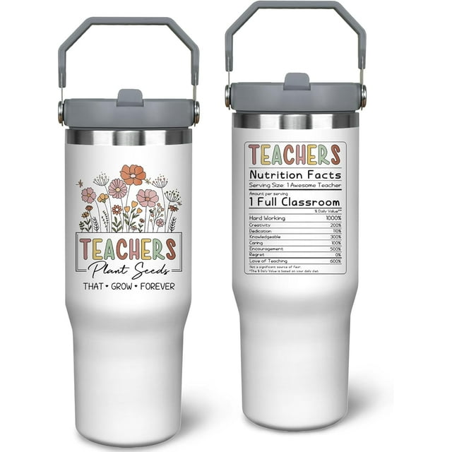 30oz Teacher Tumbler Stainless Steel Travel Mug Best Teacher Gifts Hot & Cold Drinks Appreciation Week, Back to School, & Birthday Gifts for Women