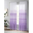 thumbnail image 4 of Sheer Curtains 84 Inches Long 2 Panels Set for Living Room, Purple White Ombre Semi Sheer Curtains for Windows, Modern Romantic Gradient Stripes Voile Window Treatments Rod Pocket Curtain, 4 of 7