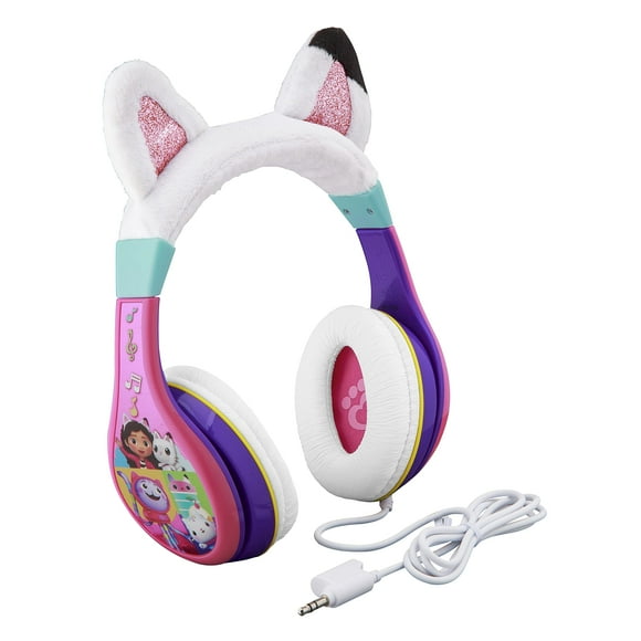eKids Gabbys Dollhouse Auriculares para niños, Auriculares con cable para la escuela, el hogar o los viajes, Auriculares para niños pequeños sin enredos con control de volumen, Conector de 3,5 mm, Inc