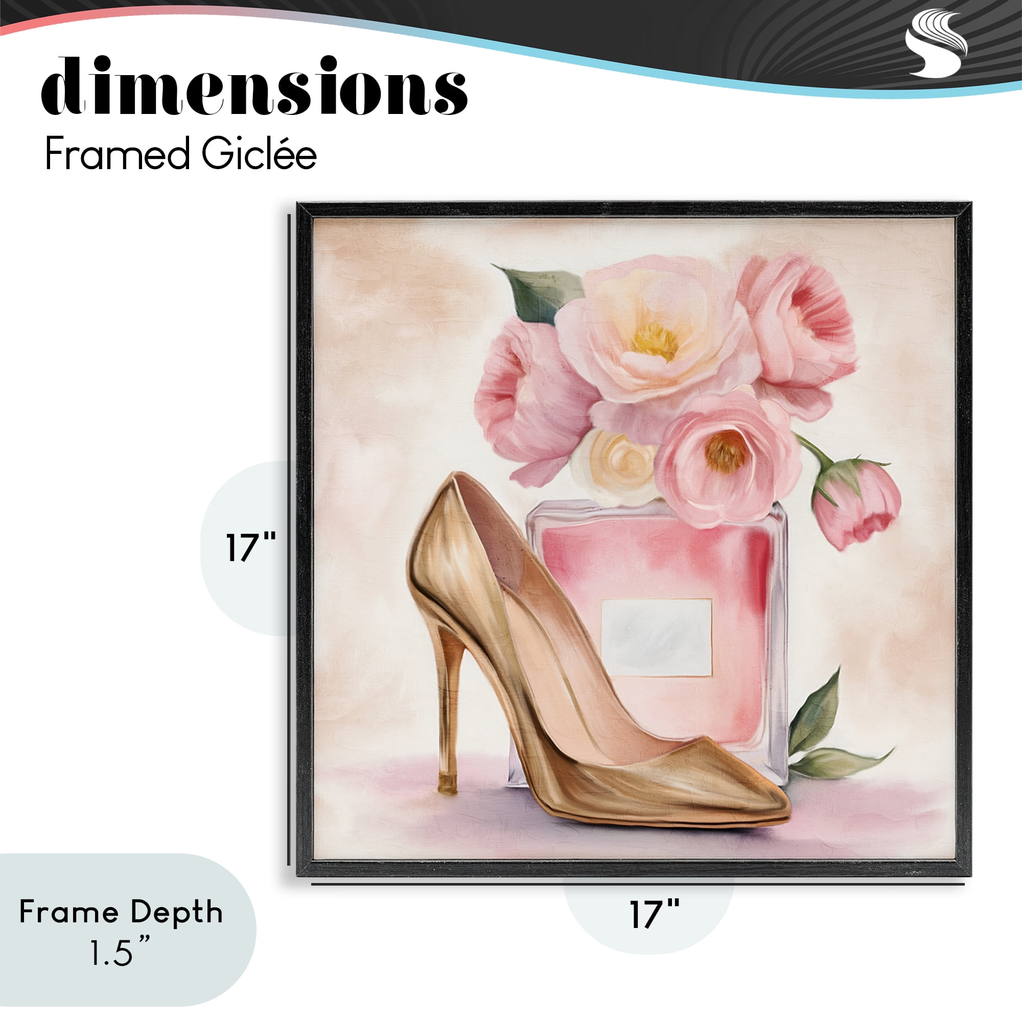 Stupell Industries Pink Beauty Heel & Flowers Black Framed Giclee Art, design by Kim Allen