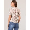 thumbnail image 4 of Unique Bargains Blouse pour Femmes Col Rabattu Fendu Manches Bouffantes Chemise en Chiffon, 4 of 5