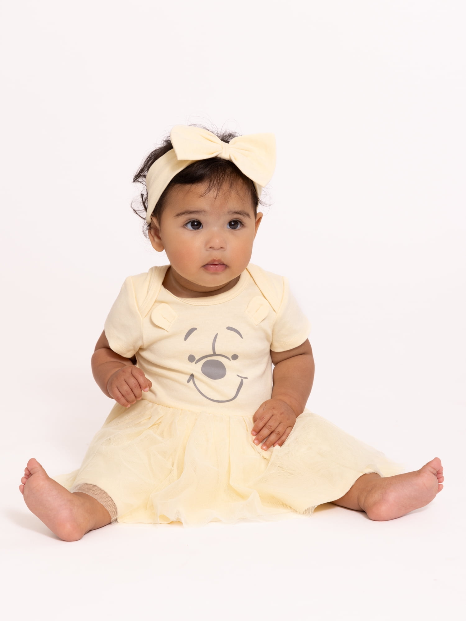 Disney Baby Wishes + Dreams Character Infant Baby Dress and Bow Headband Set, 2-Piece, Sizes Newborn-12 Months