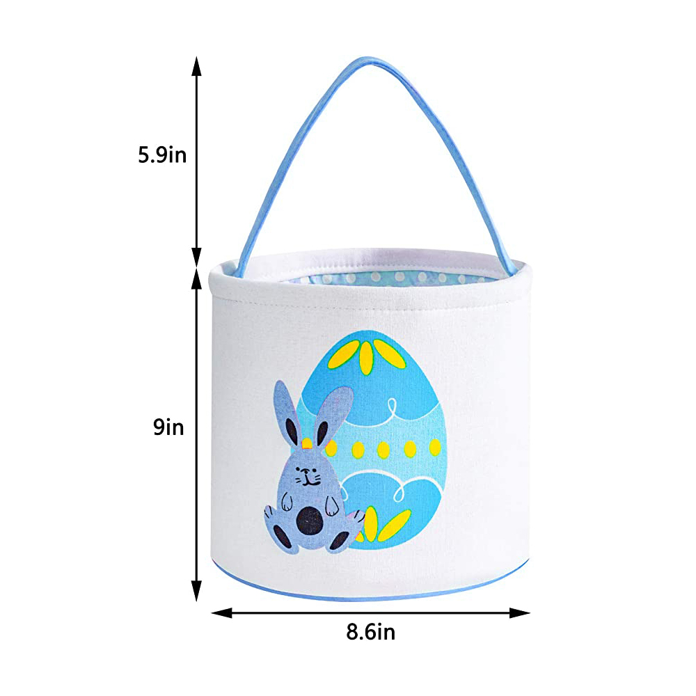 Movsou Easter Bunny Basket Bags for Kids Canvas Eggs Hunt Bag Rabbit Easter Basket for Kids Easter Hunting Blue - image 2 of 6