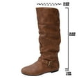 thumbnail image 5 of KEGIRLOM Women's Fashionable Casual Winter Solid Color Round Toe Flat Mid-Calf Boots Brown Size 7.5, 5 of 9