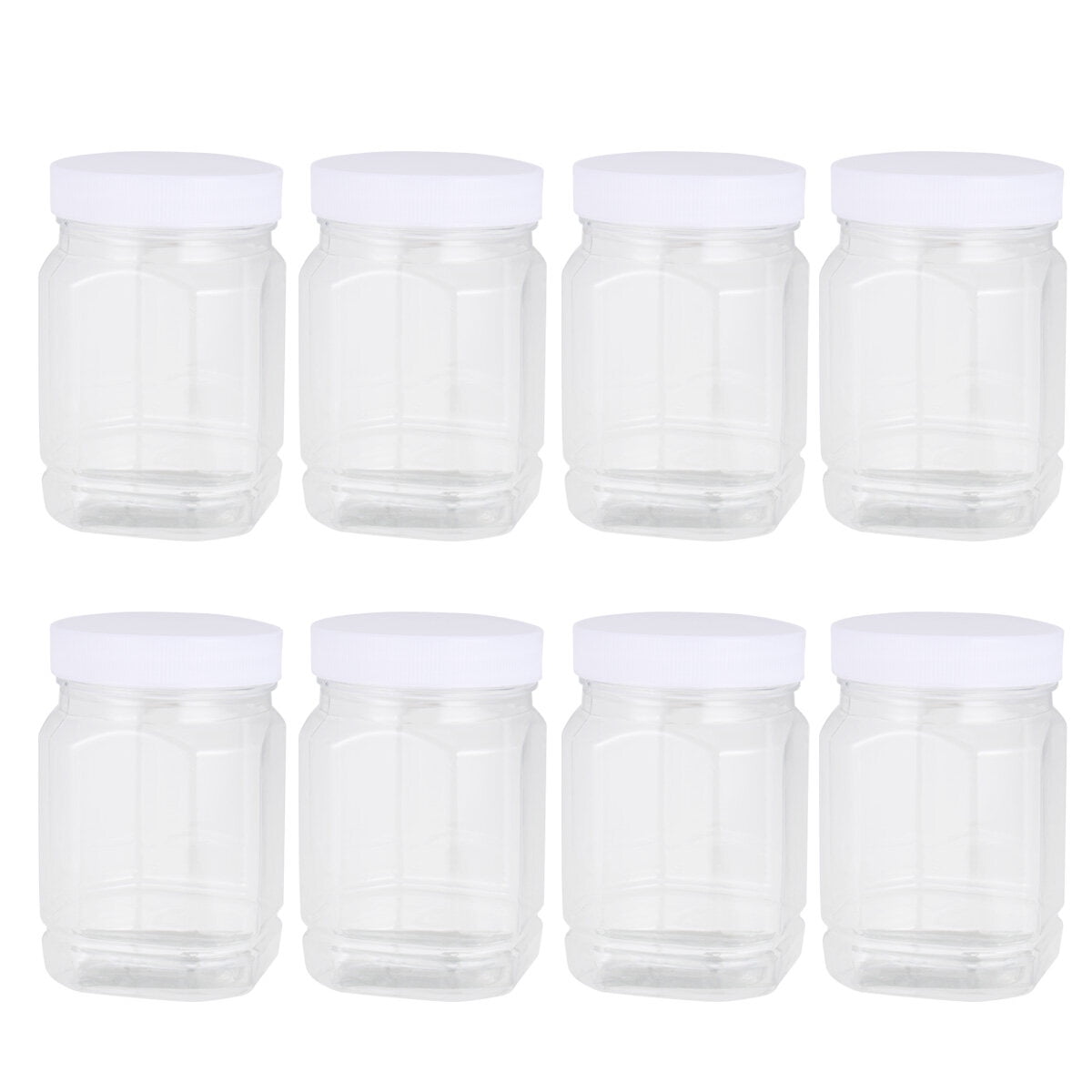 8pcs Home Plastic Jars Storage Containers with Ribbed Liner Screw On