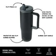 thumbnail image 3 of BUILT Cascade 40 oz Stainless Steel Tumbler Water Bottle with Flip Top Straw and Handle, Black, 3 of 11