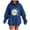 Blue, variant on Cute Womens Hoodies Pullover Tunic Sweatshirt with Pockets Fleece Long Sleeve Tops Graphic Oversized Clothes