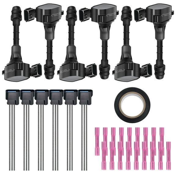Performance Master Set of 6 Ignition Coils Pack & Pigtail Connector Wiring Harness Kit Compatible with Infiniti FX35 G35 M35 Nissan 350Z 3.5L V6 22448-AL61C UF401 IGC0007 6734025 22448AL615