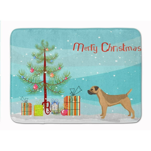 Border Terrier Christmas Tree Machine Washable Memory Foam Mat