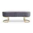 thumbnail image 4 of Miniyam Bench Bedroom Bench,Velvet Oval Upholstered End of Bed Bench with Golden Metal Legs,Gray, 4 of 7