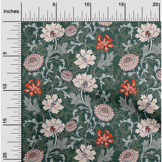 oneOone Tissu Polyester Lycra Vert Sarcelle Feuilles & Floral Matériel de Robe Tissu Imprimé Tissu au Mètre 56 Pouces de Large