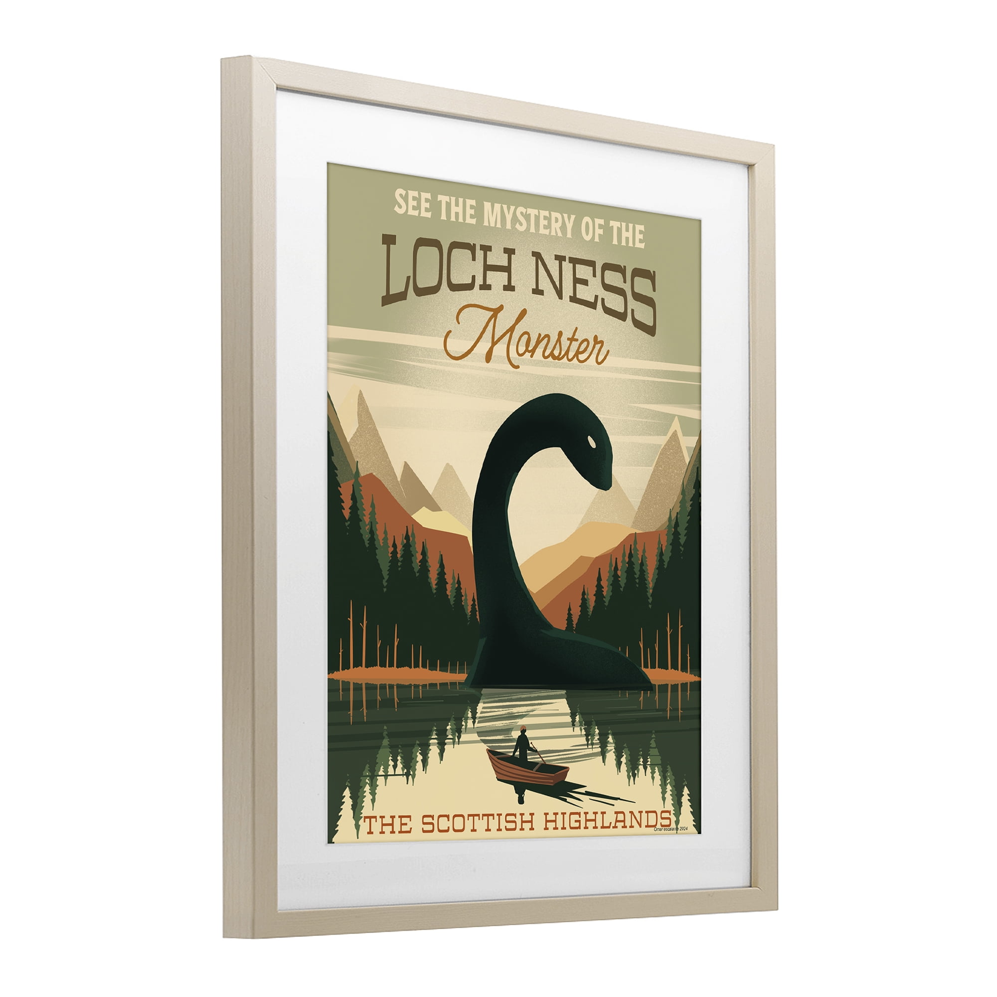 Stupell Industries Folklore Monster Tourism Birch Framed Print Under Glass, design by Omar Escalante