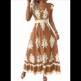 thumbnail image 1 of Vestidos de Verano para Mujer 2025, Vestidos Casuales con Mangas con Volantes, Vestidos de Playa Bohemios, Color Camello S, 1 of 6
