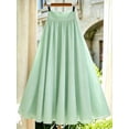 thumbnail image 3 of Mint Green High Waist Pleated A-Line Flowing Maxi Skirt For Women, 3 of 6