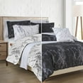 thumbnail image 1 of All Season 10-Piece Comforter Set - Reversible Marble Print Bedding with Plush Down Alternative Fill - Perfect for Year-Round Use, Queen Size, Black/White, 1 of 6