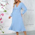 thumbnail image 2 of Robe Mode Femme Slim - Fit V - Col Long - Manches Longues Ligne A, 2 of 8