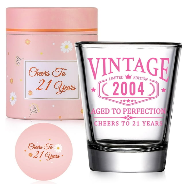Vaso de chupito AOZITA Vintage 2004, oro rosa, 50 ml, 21 cumpleaños
