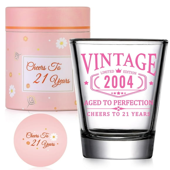 Vaso de chupito AOZITA Vintage 2004, oro rosa, 50 ml, 21 cumpleaños