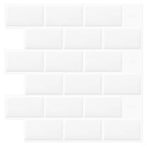 DEWOO Peel and Stick Backsplash - 10 Sheets of 12"×12" - 3D Adhesive Peel and Stick Tile Backsplash for Kitchen, Bathroom, Wall Tile, White