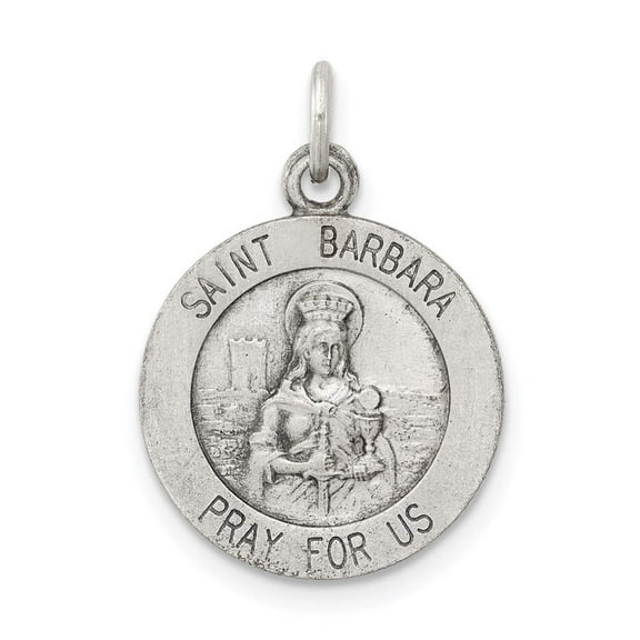FJC Finejewelers Sterling Silver Antiqued Saint Barbara Medal Pendant Necklace - Chain Included