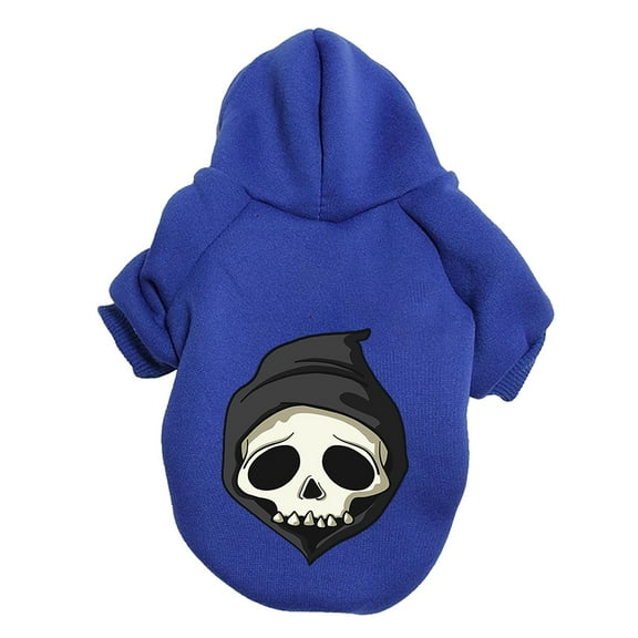 Skeleton Dog Sweater for Halloween - Pet with Spooky Design for Parties and Seasonal Dress-Up - Blue