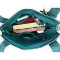 thumbnail image 2 of Zzfab Double Handles Faux Leather Handbag with Multi-Pockets & Hidden Lock Turqoise, 2 of 5