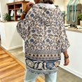 thumbnail image 6 of Oversized 3/4 Sleeve Hoodie for Women Retro Floral Graphic Pullover Hooded Sweatshirt Casual Y2K Fall Outfit, 6 of 6