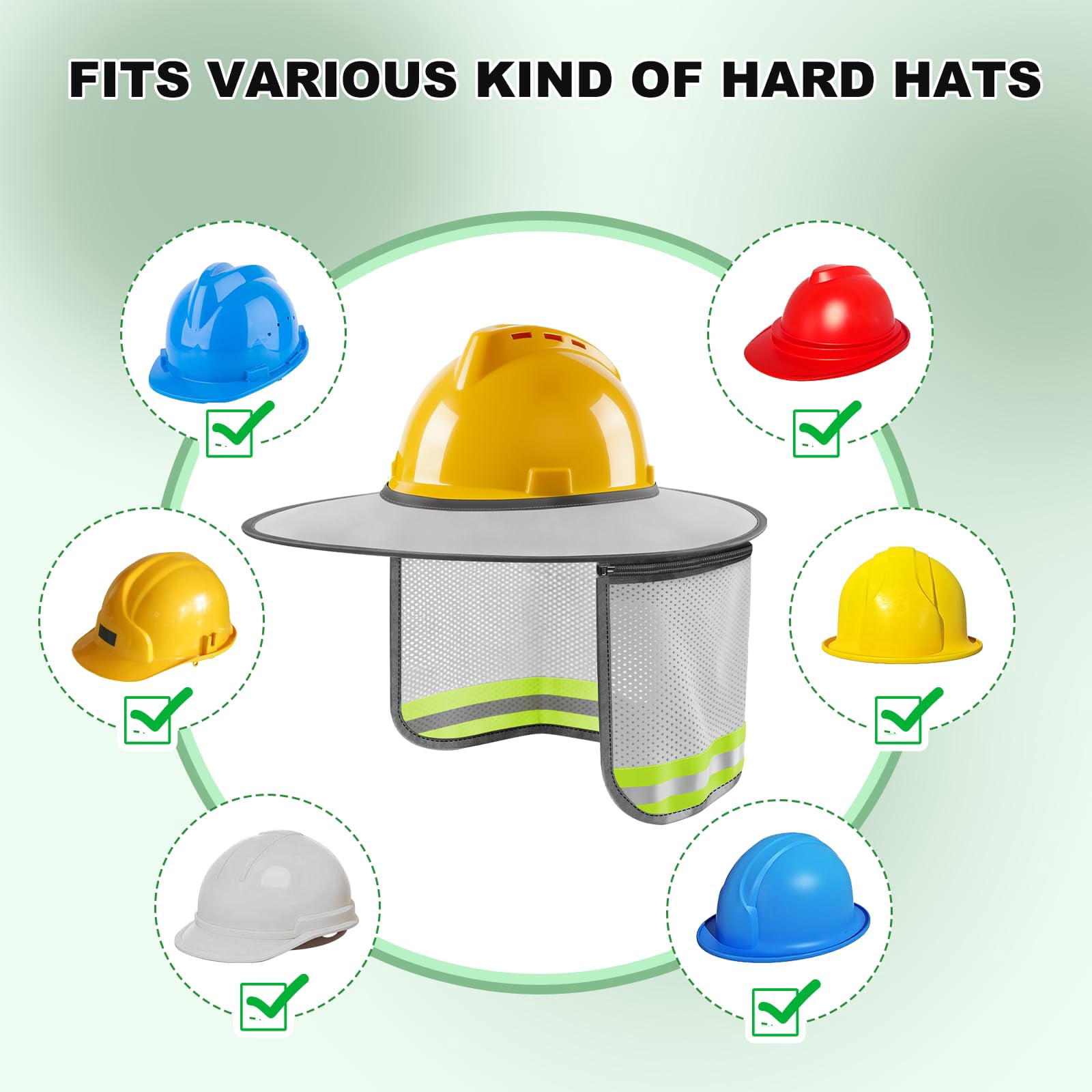 Hard Hat Sun Shade, Hard Hat Visor Full Brim Hardhat Sun Shield
