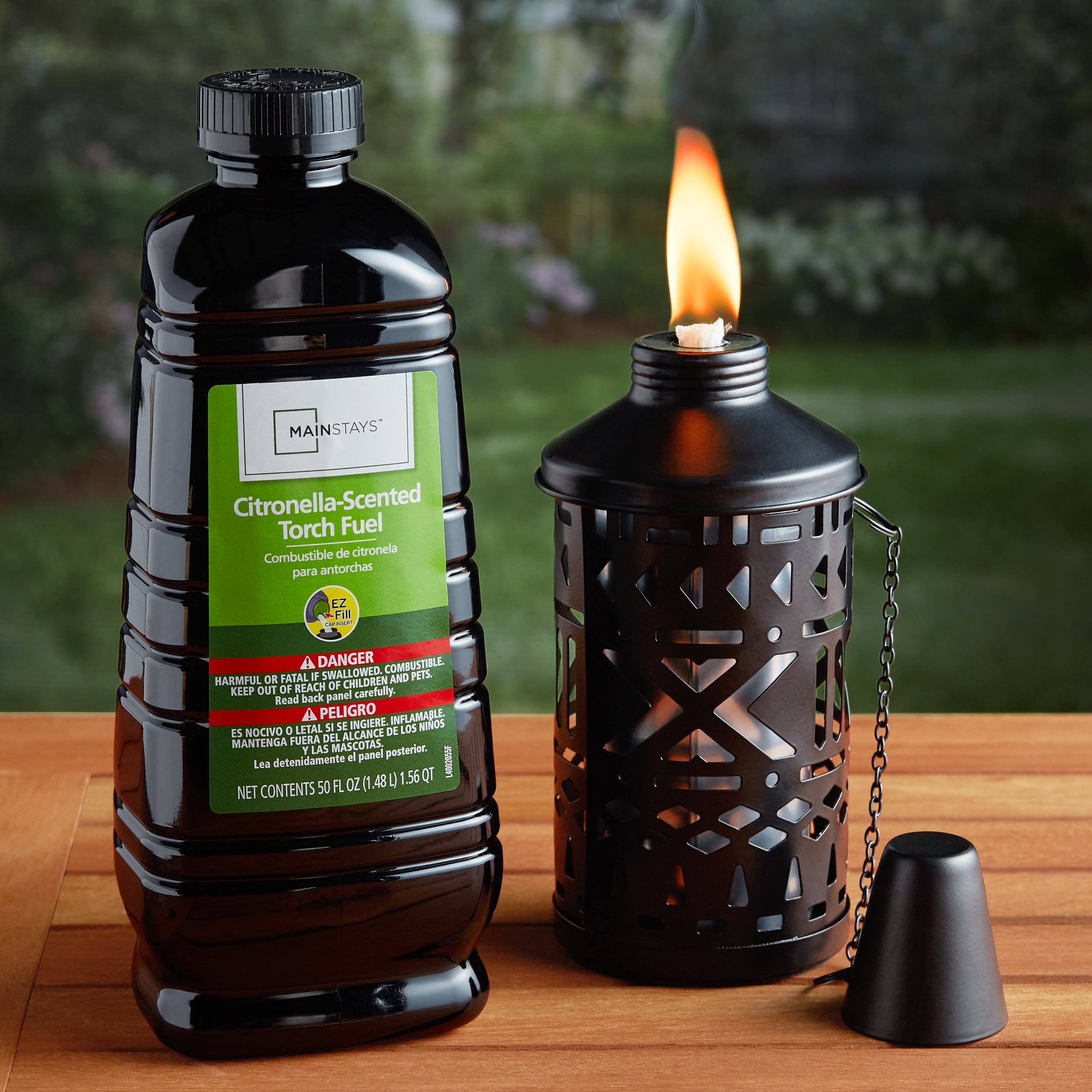 Mainstays Citronella-Scented Torch Fuel, 50 oz Easy Pour Bottle, for Patio, Garden, and Backyard Torches & Tabletop Use