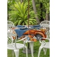 thumbnail image 2 of Outdoor Tablecloth with Umbrella Hole and Zipper, Fall Thanksgiving Round Table Cloth 54 Inch Waterproof Tablecloth, Orange Maple Leaf Pumpkin Scarecrows Picnic Table Cover for Patio Camping, 2 of 7