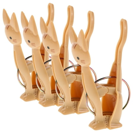 Cute Cartoon Cat Bag Clips for Food Storage and Notes Windproof Plastic Clothespins 4pcs
