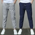 thumbnail image 2 of Coerni 2 Pack Boys Cotton Linen Sweatpants Drawstring Jogger Trousers Casual Lightweight Athletic Pants Kids School Pants, 2 of 7