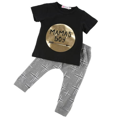 Newborn Baby Boys Cotton Outfits Set Jumper Shirt Tops + Pants 2pcs Clothes Clothing