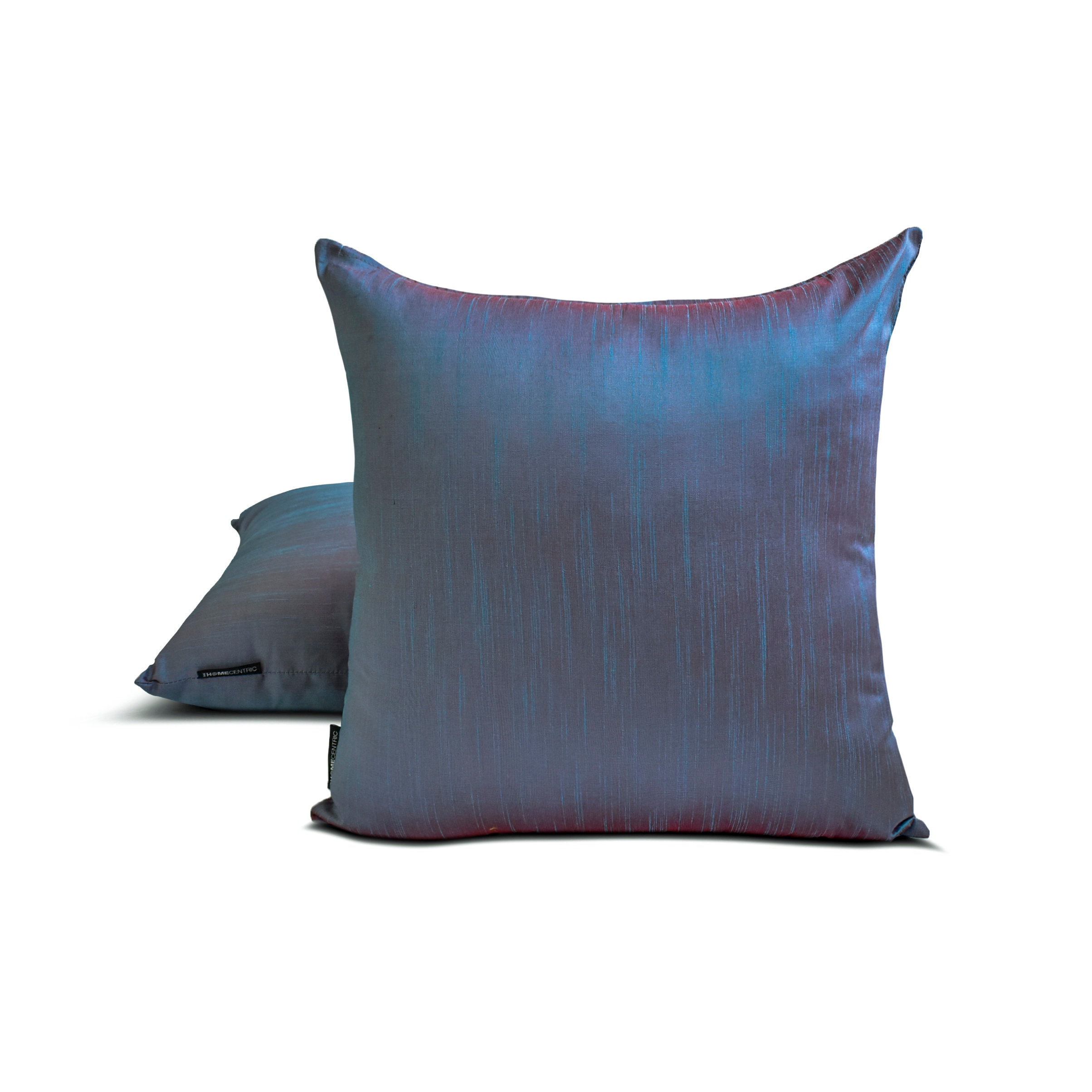 The HomeCentric Decorative Throw Pillow cover Blue & Red Pack of 2, 20"x20" (50x50 cm) Art Silk Solid & Two Tone Silk Pillowcase For Sofa Chouch, Hotels, living, Bed Room Modern - Blue & Red Luxury