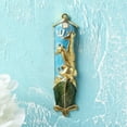 thumbnail image 4 of Hand Painted Blue Enamel Noahs Ark Mezuzah with Gold Accents and fine Crystals by Matashi, 4 of 7