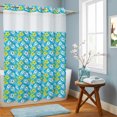 thumbnail image 3 of No Hook Shower Curtain, Tropical Floral Shower Curtains for Bathroom with See Through Top Window, Summer Monstera Leaves Boho Watercolor Blue Waterproof & Washable Bath Curtain Extra Long 72"x84", 3 of 4
