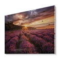 thumbnail image 2 of Designart 'Dramatic Clouds and Sunrise Over Lavender Field IV' Farmhouse Print on Natural Pine Wood, 2 of 5