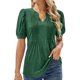thumbnail image 2 of Mujeres sueltas casual manga corta cuello pico sólido casual blusa camiseta túnica tops Fridja  ghk5157, 2 of 9
