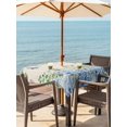 thumbnail image 3 of Outdoor Tablecloth with Umbrella Hole for Patio/Picnic/Party/Camping, Blue Hydrangea Waterproof Table Cloth Square Cover Washable, Spring Summer Eucalyptus Vintage Beige (60"x 60"), 3 of 9