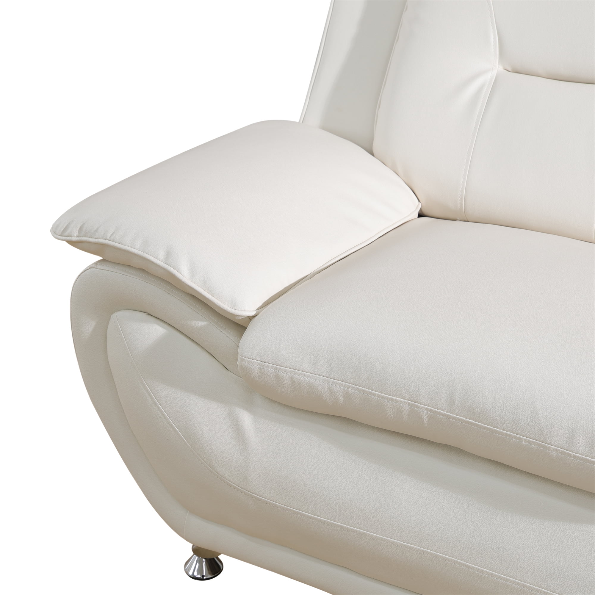 Aukfa 3 Piece Sofa Set - 46" Wide Upholstered Sofa Couch Armchair, Leather, White