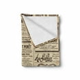 thumbnail image 2 of Paris Soft Flannel Fleece Throw Blanket, Vintage Old Historic Newspaper Journal French Paper Lettering Art Design, Cozy Plush for Indoor and Outdoor Use, 50" x 70", Army Green and Beige, by Ambesonne, 2 of 6