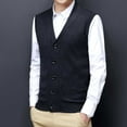 thumbnail image 4 of Product Classification Men's Sweater Vest - Buckle Design V-Neck Wool Collarless Autumn/Winter Layering, 4 of 5