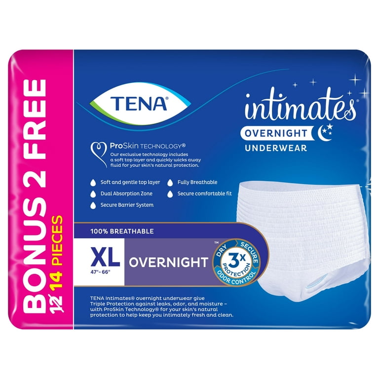 Tena Intimates Overnight Underwear XLarge, 12+2 Bonus Pack, 14 ct