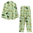 thumbnail image 3 of Renewold 2 Pieces Pajamas Set for Sleep Walking Thermal Jogger Athletic Outfits Size L Avocado Leaves Print Long Sleeve Pjs Pants Lightweight Soft Button Down Nightwear for Women, 3 of 5