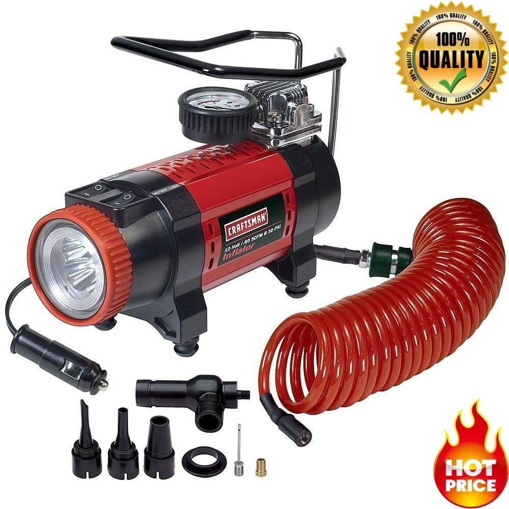 Craftsman Air Compressor 12 Volt Portable Tire Inflator Pump Car Led Lights Vehicles 75120