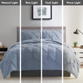 thumbnail image 5 of Bourina 3-Piece Queen Size Comforter Set, Pleated Wrinkle-Resistant Microfiber Bedding, Blue,All-Season, 5 of 7