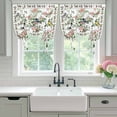 thumbnail image 4 of Pink Spring Floral Tie Up Curtains for Windows, Adjustable Balloon Window Shades, Elegant Pastoral Flowers Birds Watercolor Kitchen Window Treatments Farmhouse Short Curtains with Rod Pocket 42"x45", 4 of 8