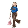 thumbnail image 3 of HUAXUN Girls 2 Piece Outfits Cute Bowknot Print Clothing Set Casual Short Sleeve Crew Neck Top and Flare Pants(Blue,9-10 Years), 3 of 6