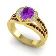 thumbnail image 2 of Diamond-Capitals 2.35 Carat Oval Cut Amethyst & Garnet Gemstone Stunning Engagement Ring for Women Solid 18K Yellow Gold Size 5, 2 of 8